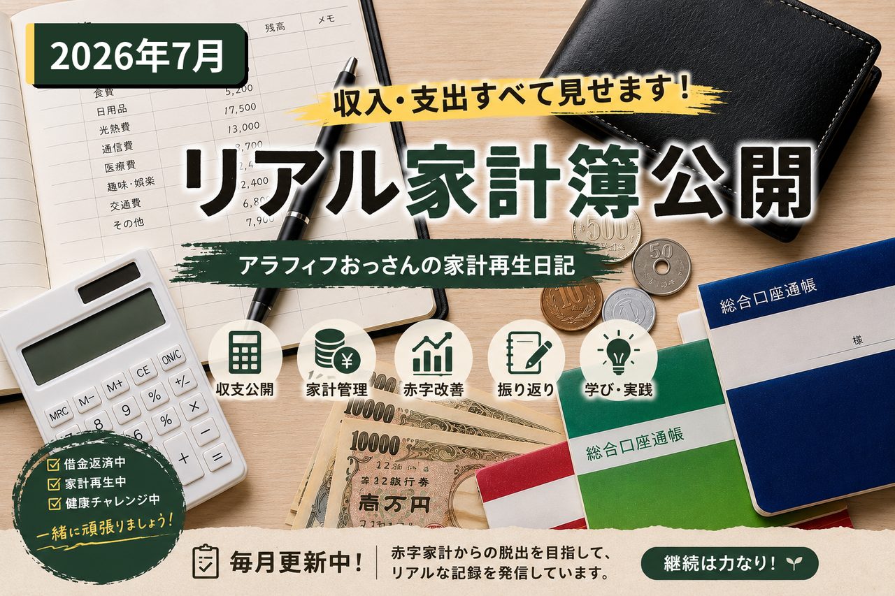 リアル家計簿公開 2026年7月｜アラフィフおっさんの家計再生日記